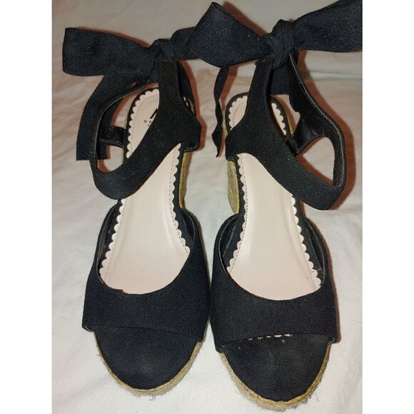 Shoedazzle Madison Women's Size 7 Black Strappy Sandal Espadrille. - Picture 2 of 10